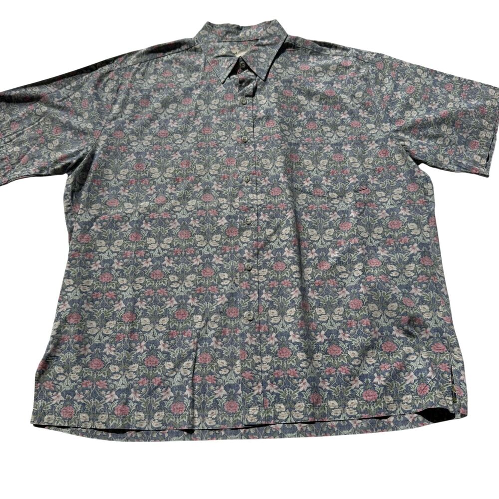 Vintage Cooke Street Honolulu Hawaiian Aloha Shirt Men’s XL Blue Floral USA Made